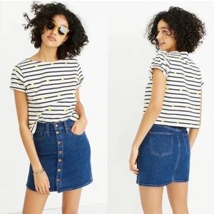 Madewell Arroyo Wash Stretch Denim Straight Button Up Mini Skirt Size 27